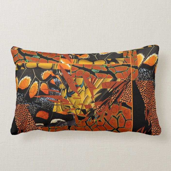 oblong throw pillow with rust, orange and black Zazzle.co.uk