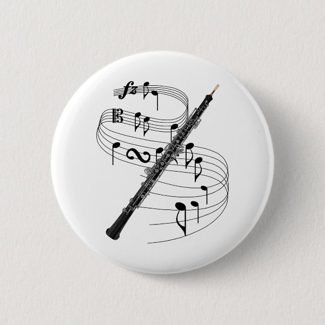 Oboe 6 Cm Round Badge (Front)