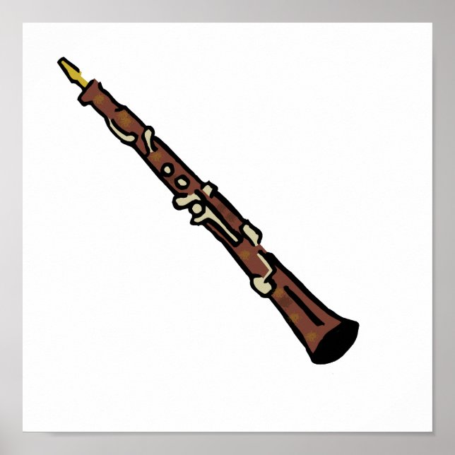 Oboe Abstract Brown Graphic Image Music Design Poster (Front)