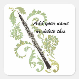 Oboe and Foliage Square Sticker
