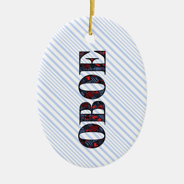 Oboe Heart Text Ceramic Tree Decoration (Front)