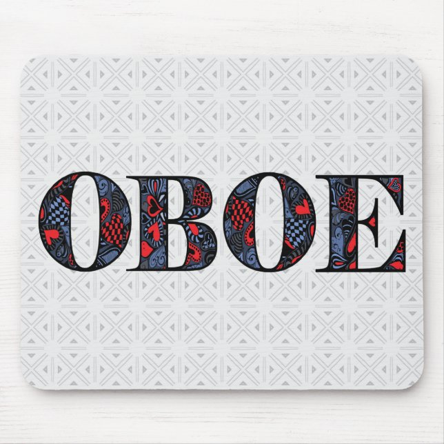 Oboe Heart Text Mouse Mat (Front)