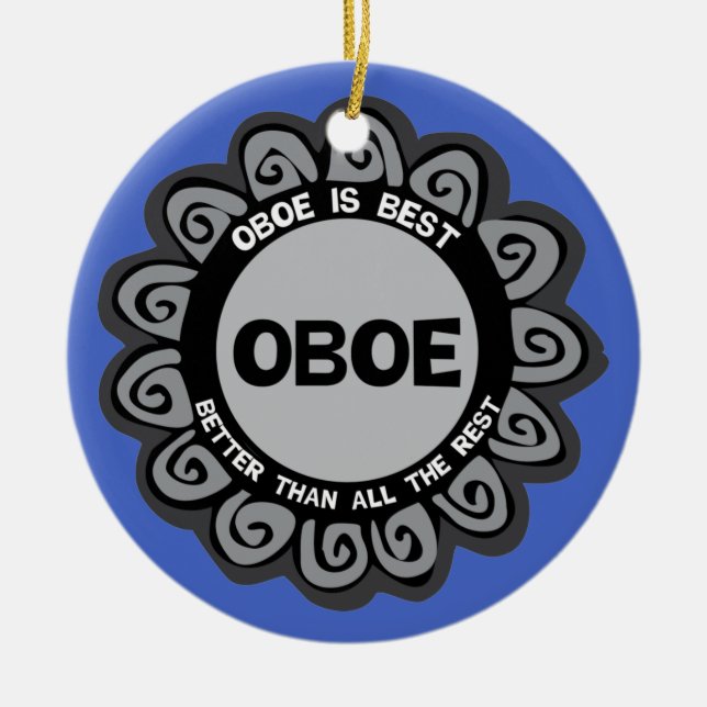 Oboe Is Best Ceramic Tree Decoration (Front)