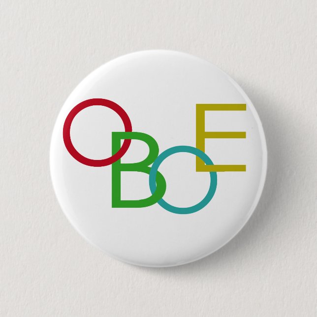 OBOE Letters 6 Cm Round Badge (Front)