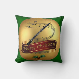 Oboe ~ Merry Christmas & Musical Scroll ~ Cushion