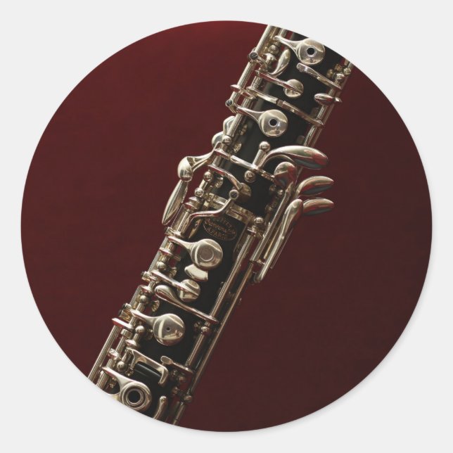 Oboe musical instrument classic round sticker (Front)