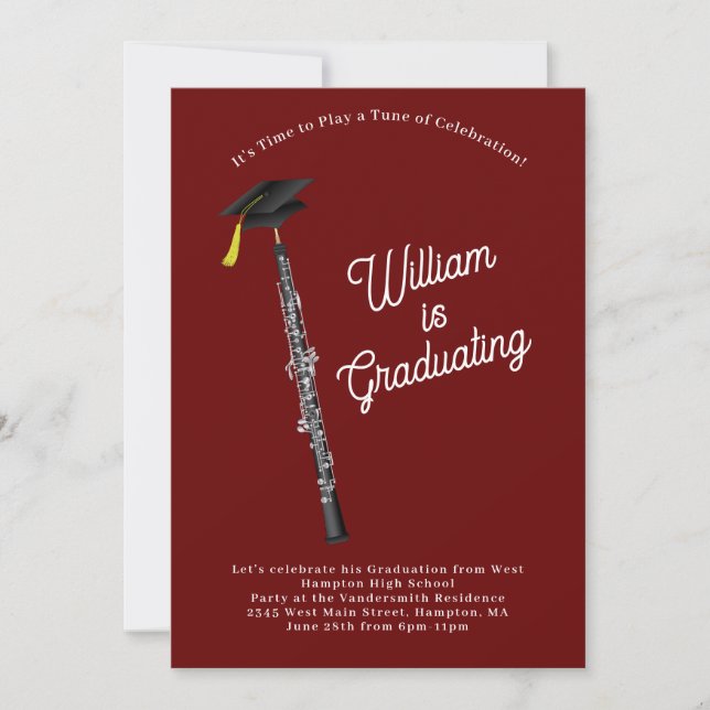 Oboe Musician Graduation Party Music Invitation (Front)