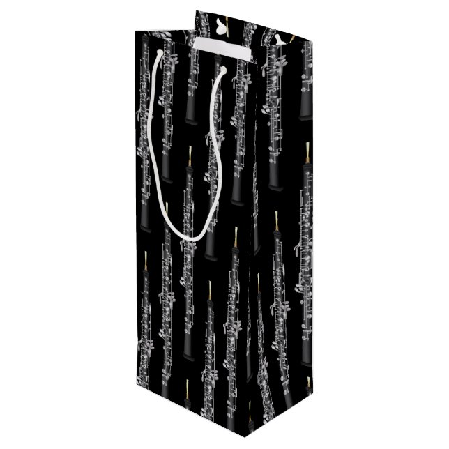 Oboe Musician Music Teacher Wine Gift Bag (Back Angled)