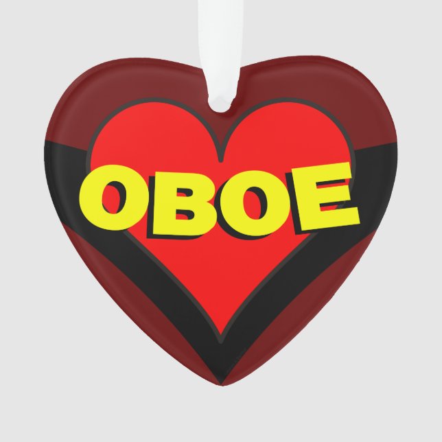 Oboe Over Heart Ornament (Front)