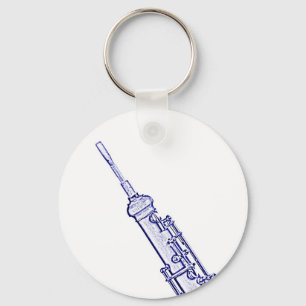 Oboe Picture on Blue Background Keychain