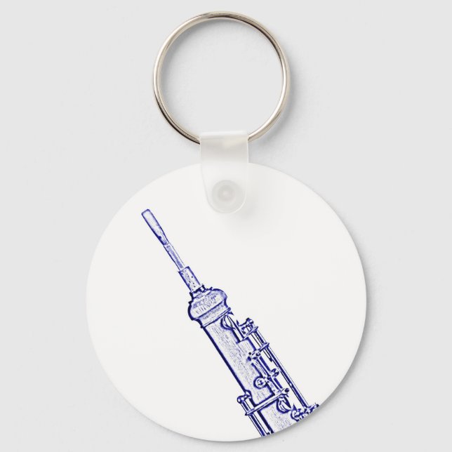 Oboe Picture on Blue Background Keychain (Front)