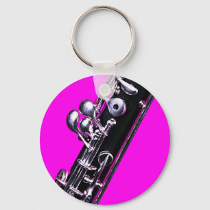 Oboe Picture on Pink Background Keychain