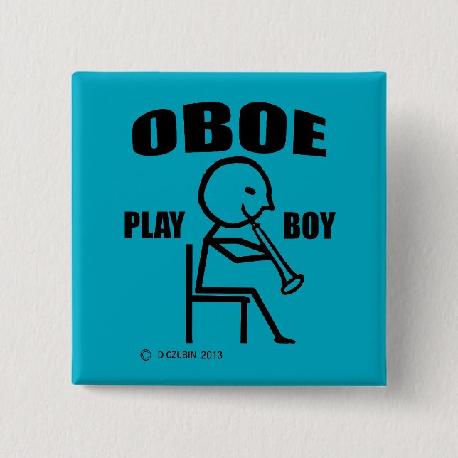 Oboe Play Boy 15 Cm Square Badge (Front)