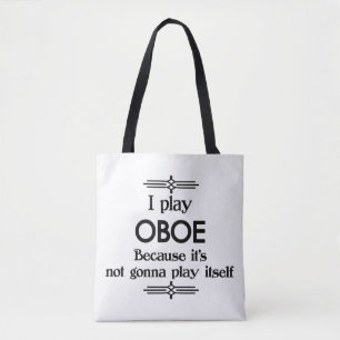 Oboe - Play Itself Funny Deco Music Tote Bag