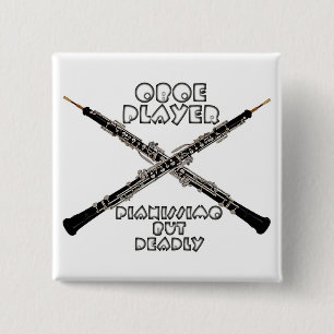 Oboe Player 15 Cm Square Badge