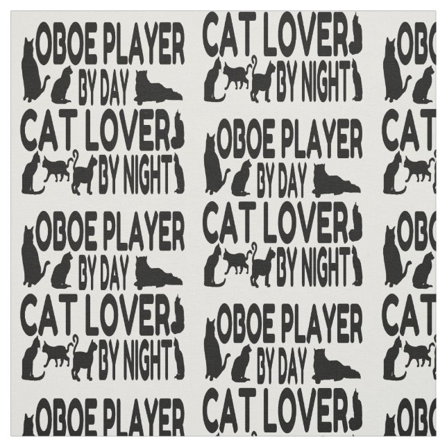 Oboe Player Loves Cats Fabric (Swatch)