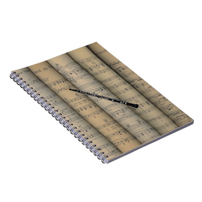 Oboe ~ Rolled Sheet Music Background ~ Musical Notebook (Right Side)