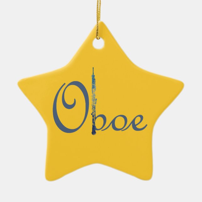 Oboe Script Ceramic Tree Decoration (Front)