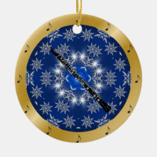 Oboe ~ Silver ~ Blue ~ Gold ~ Christmas ~ Ceramic Tree Decoration