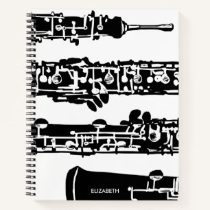 Oboe Spiral Notebook in Black and White