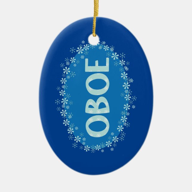 Oboe Winter Snowflakes Ceramic Tree Decoration (Front)
