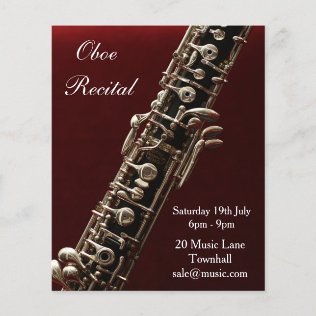 Oboe woodwind instrument Recital music performance Flyer (Front)