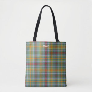 O'Brien Clan Tartan Colorful Plaid Monogram Tote Bag