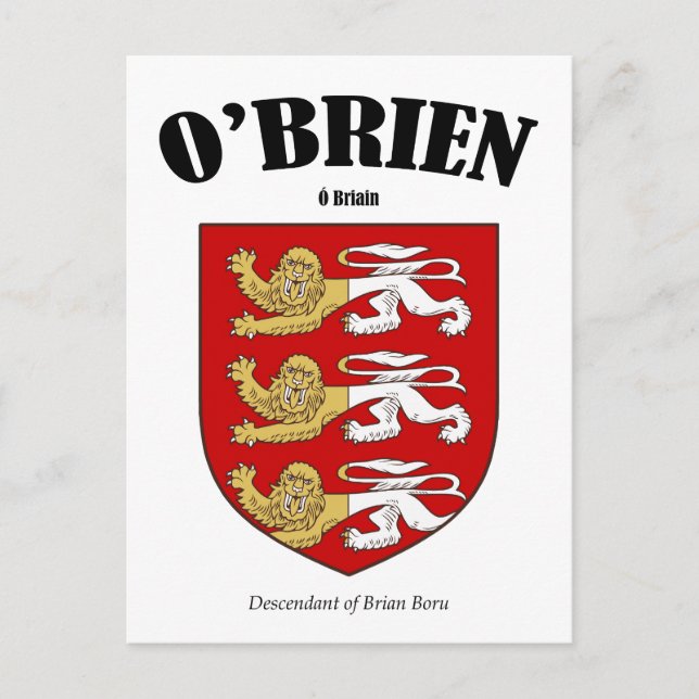 O'Brien Family Crest Postcard (Front)