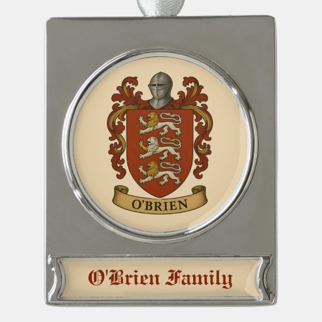 O'Brien Family Crest Silver Plated Ornament (Front)