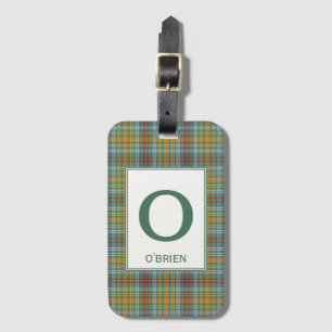 O'Brien Tartan Green Plaid Pattern Luggage Tag
