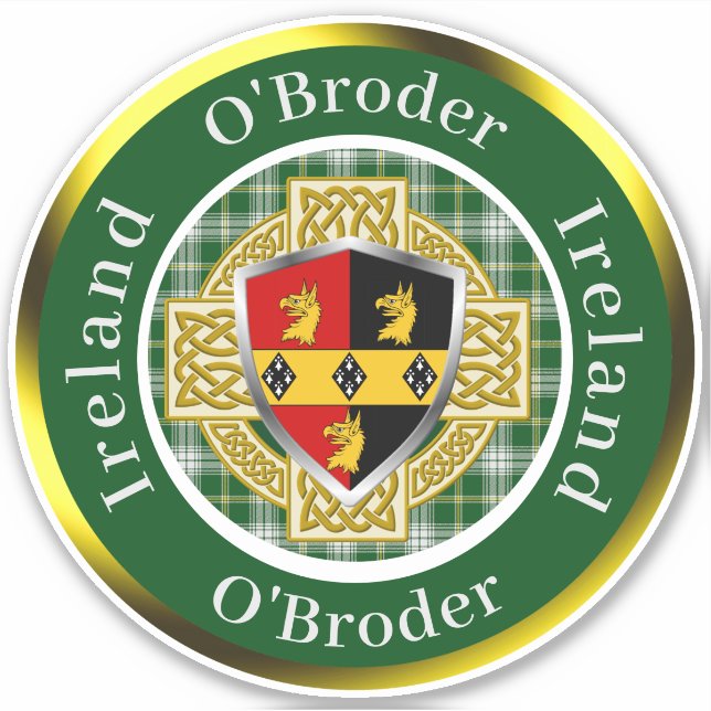 O'Broder Irish Shield & Celtic Cross Personalised (Front)
