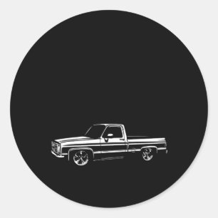 Obs Old Body Style Lowered Truck Car Show Classic Round Sticker