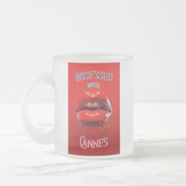 Obsessed With Cannes Frosted Glass Coffee Mug (Left)