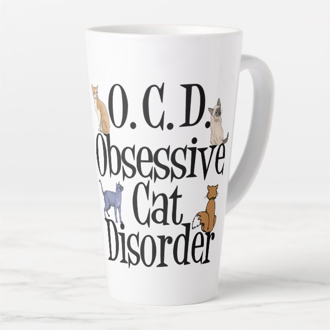 Obsessive Cat Disorder Latte Mug (Right Angle)