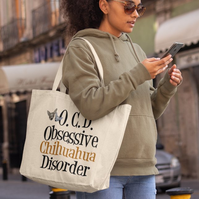 Obsessive Chihuahua Disorder Large Tote Bag (Creator Uploaded)