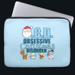 Obsessive Christmas Disorder (blue) Laptop Sleeve<br><div class="desc">I have Obsessive Christmas Disorder. I am obsessed with all cute things for the Christmas holiday. Santa, reindeer, elves and all of the fun Christmas icons. Images by prettygrafik.com</div>