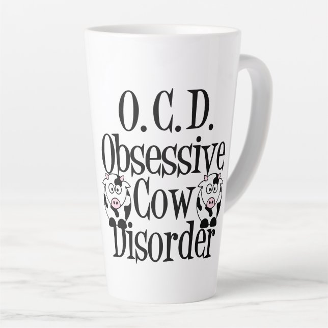 Obsessive Cow Disorder Humour Latte Mug (Right Angle)