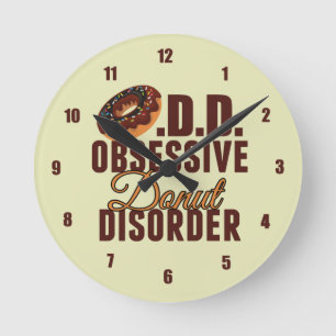 Obsessive Doughnut Disorder Round Clock