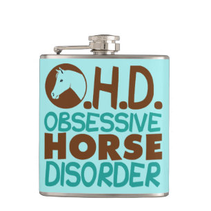 Obsessive Horse Disorder Cute Teal Hip Flask