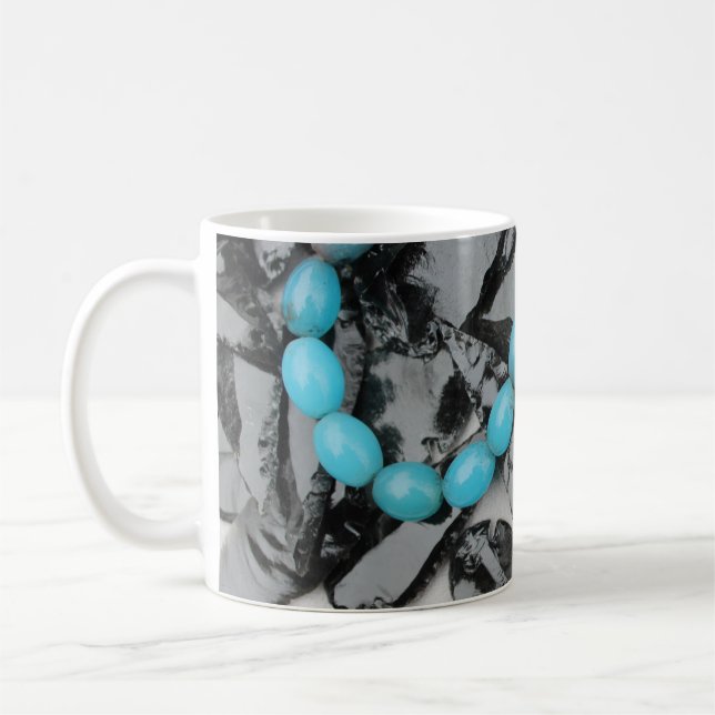 Obsidian Arrowheads & Turquoise Glass Beads Coffee Mug (Left)