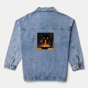 Obsidian Cat & Daring Mouse – Midnight Ramen Feast Denim Jacket