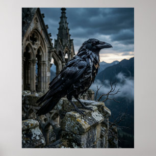 Obsidian Crow Gothic Spire Poster