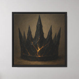 Obsidian Crown with Molten Gold Veins Canvas Print