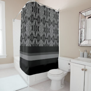 Obsidian Echoes: Modern Monochrome Shower Curtain