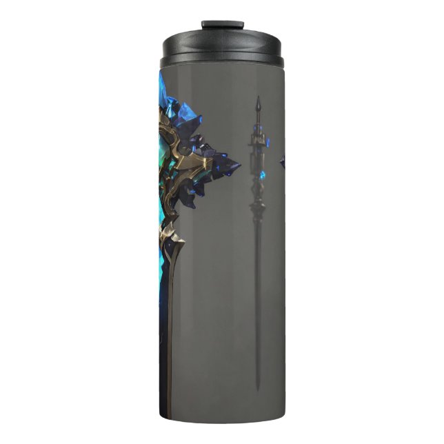 Obsidian luminous energy epic black sword artefact thermal tumbler (Front)