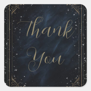 Obsidian Oracle Blue and Gold Wedding  Square Sticker