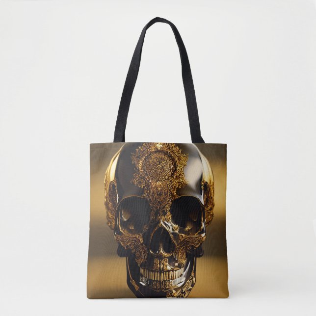 Obsidian Skull Gilded Tote Bag (Front)