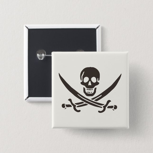 Obsidian Skull Swords Pirate flag of Calico Jack 15 Cm Square Badge (Front & Back)