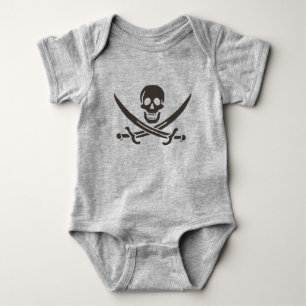 Obsidian Skull Swords Pirate flag of Calico Jack Baby Bodysuit
