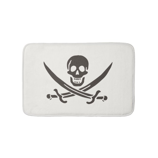 Obsidian Skull Swords Pirate flag of Calico Jack Bath Mat (Front)